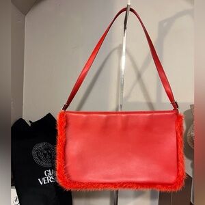 Rare! Versace Medusa Leather and Fur Shoulder Bag with COA and dust bag!